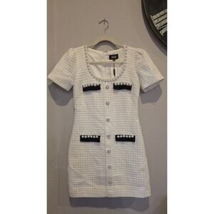 ALEXIA ADMOR Aviva Women's Ivory Tweed Scoop Neck Dress 2 Party Jackie O